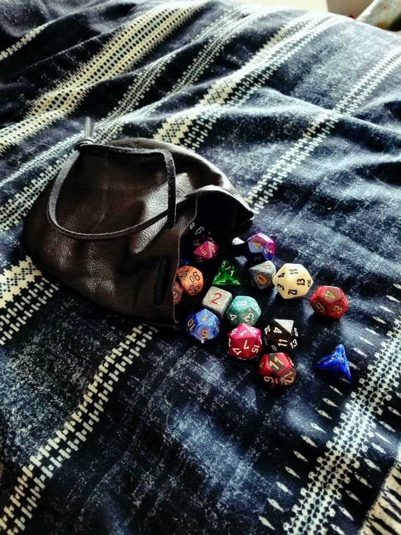 Medieval Coin Pouch, DnD Dice Bag, LARP Leather Drawstring Bag /F/ AB image 8