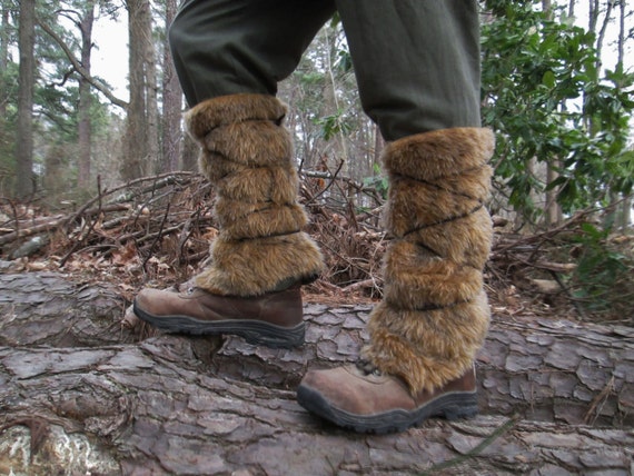 Viking Fur Leggings / Boot Covers, Leg Warmers, Pair Medieval