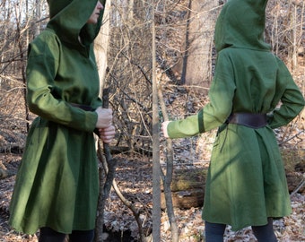 Elven Hooded Tunic, Womens Long Sleeve Top /F/ (LB)
