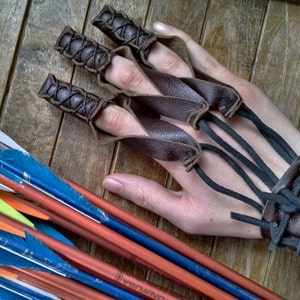 Archery Glove Shooting Leather Draw Hand Glove Renaissance Medieval Choose Size & Color /F/ AB image 2