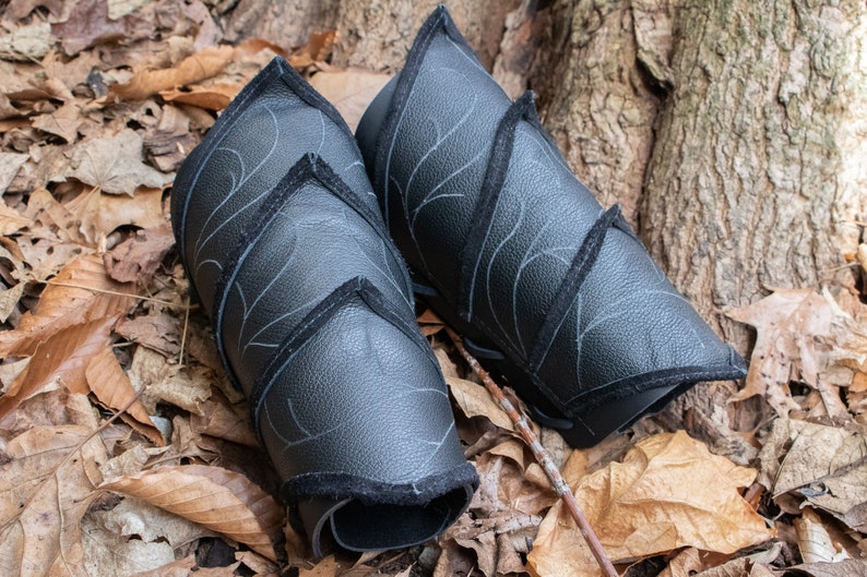 Elf Armor Leather Bracers, Fantasy LARP Mage Woodelf Woodelves, Pair High Elven /F/ AB image 8