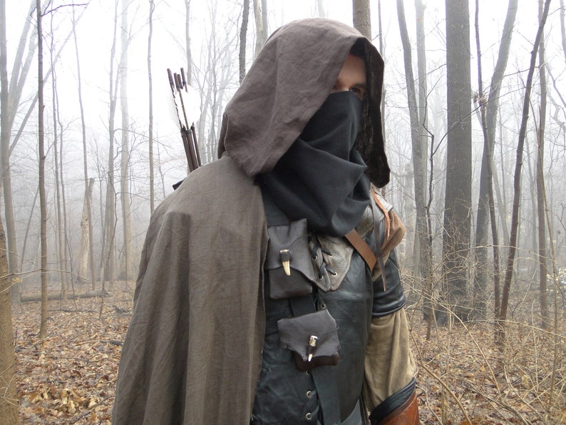 Medieval Hooded Cloak, Ranger, Linen Choose Your Color /P/ LB image 1