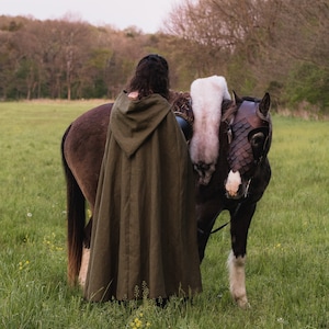 Medieval Hooded Cloak, Ranger, Linen Choose Your Color /P/ LB image 8