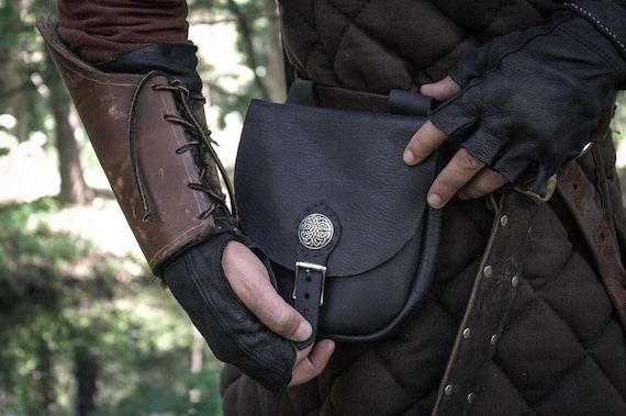 LARP Pouch Medieval Bag, Leather Belt Bag Festival Woodsman