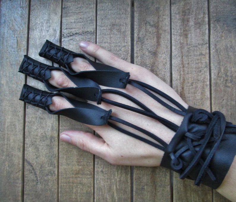 Archery Glove Shooting Leather Draw Hand Glove Renaissance Medieval Choose Size & Color /F/ AB image 5