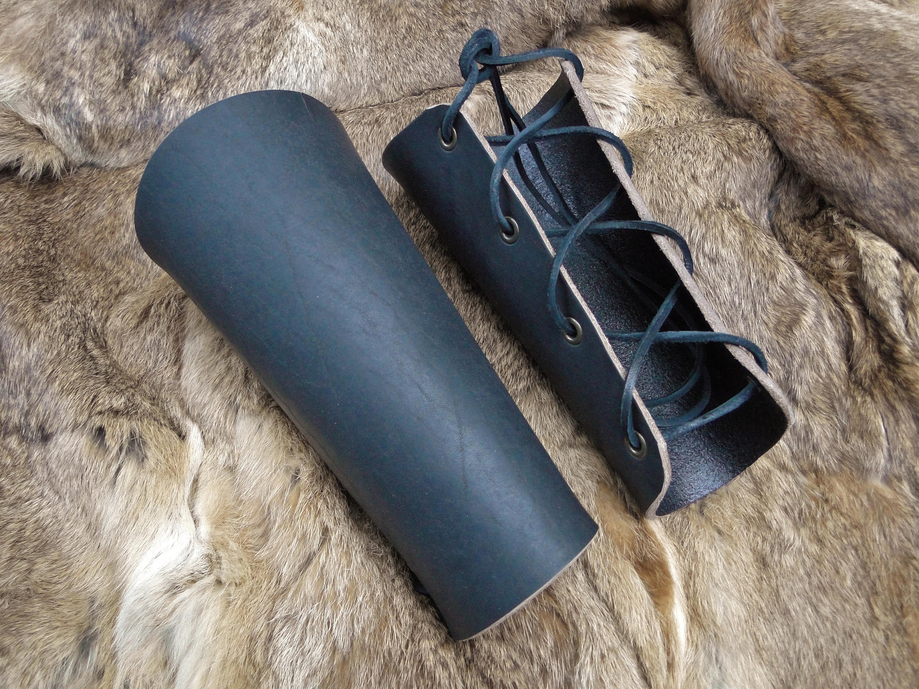 Renaissance Leather Bracers Lace Up Arm Guards, Viking Medieval Set