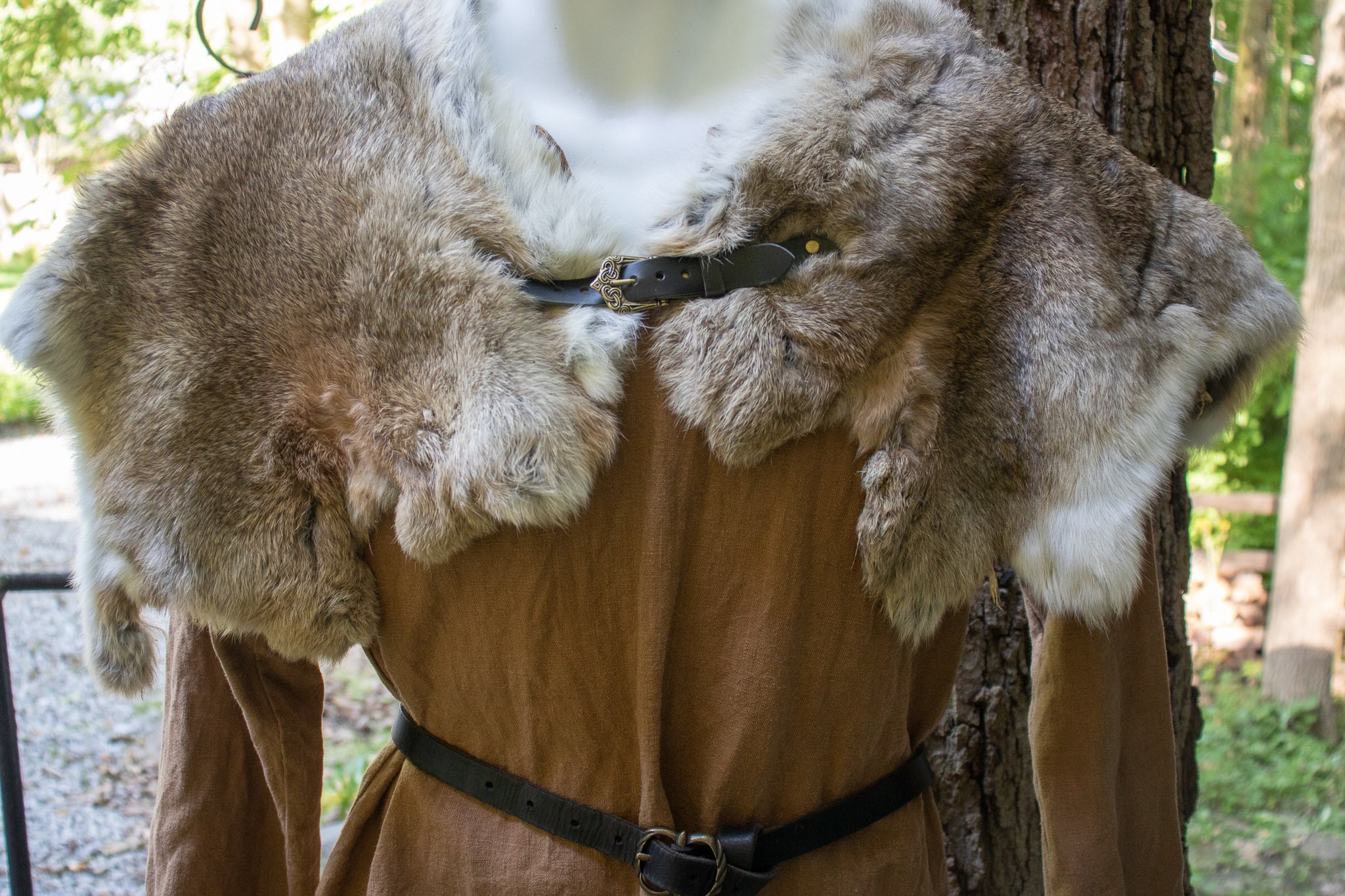 Viking Fur Mantle, Medieval Faux Fur Cape Capelet Choose Size /P