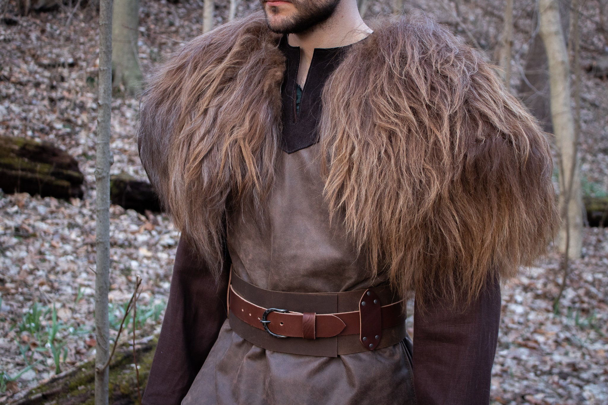 Mens viking top fur coat