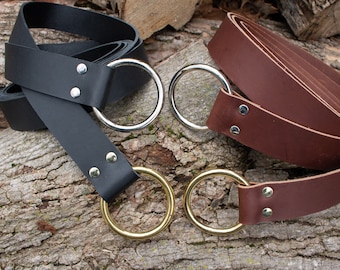Renaissance LARP Ring Belts, Medieval Cosplay, 1 1/2" wide x 60" Long - /F/ (AB)