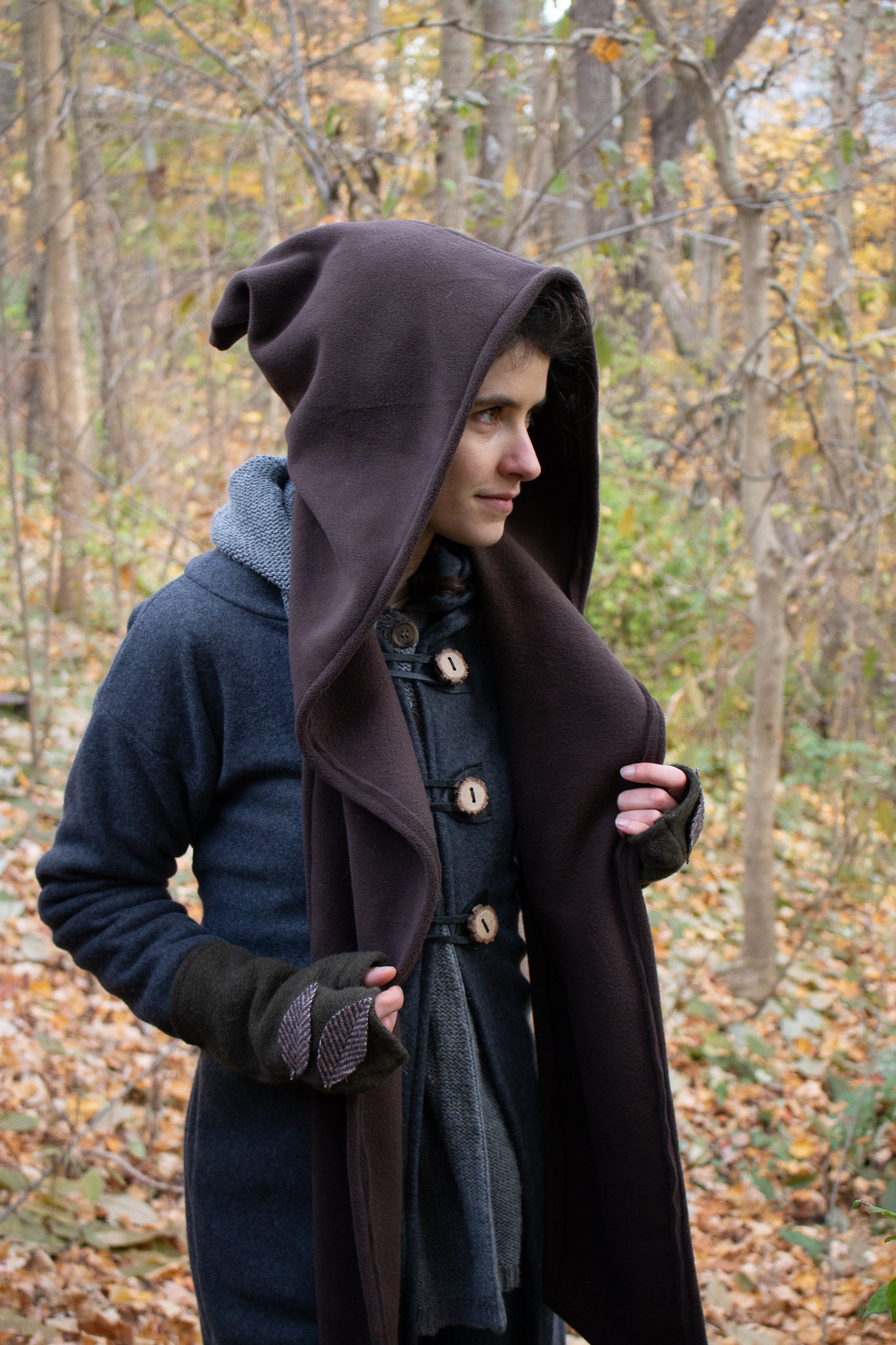Elven Hood, Cozy Fantasy Pixie Scarf, Winter Faerie Wear