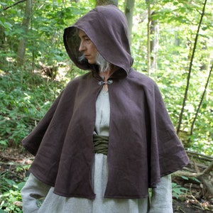 Hooded Linen Capelet, Celtic, Renaissance, Medieval Woodland Elf Elven /P/ (LB)