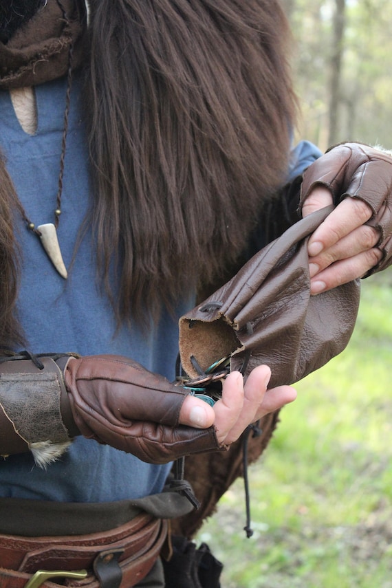 Medieval Coin Pouch, Dnd Dice Bag, LARP Leather Drawstring Bag /F