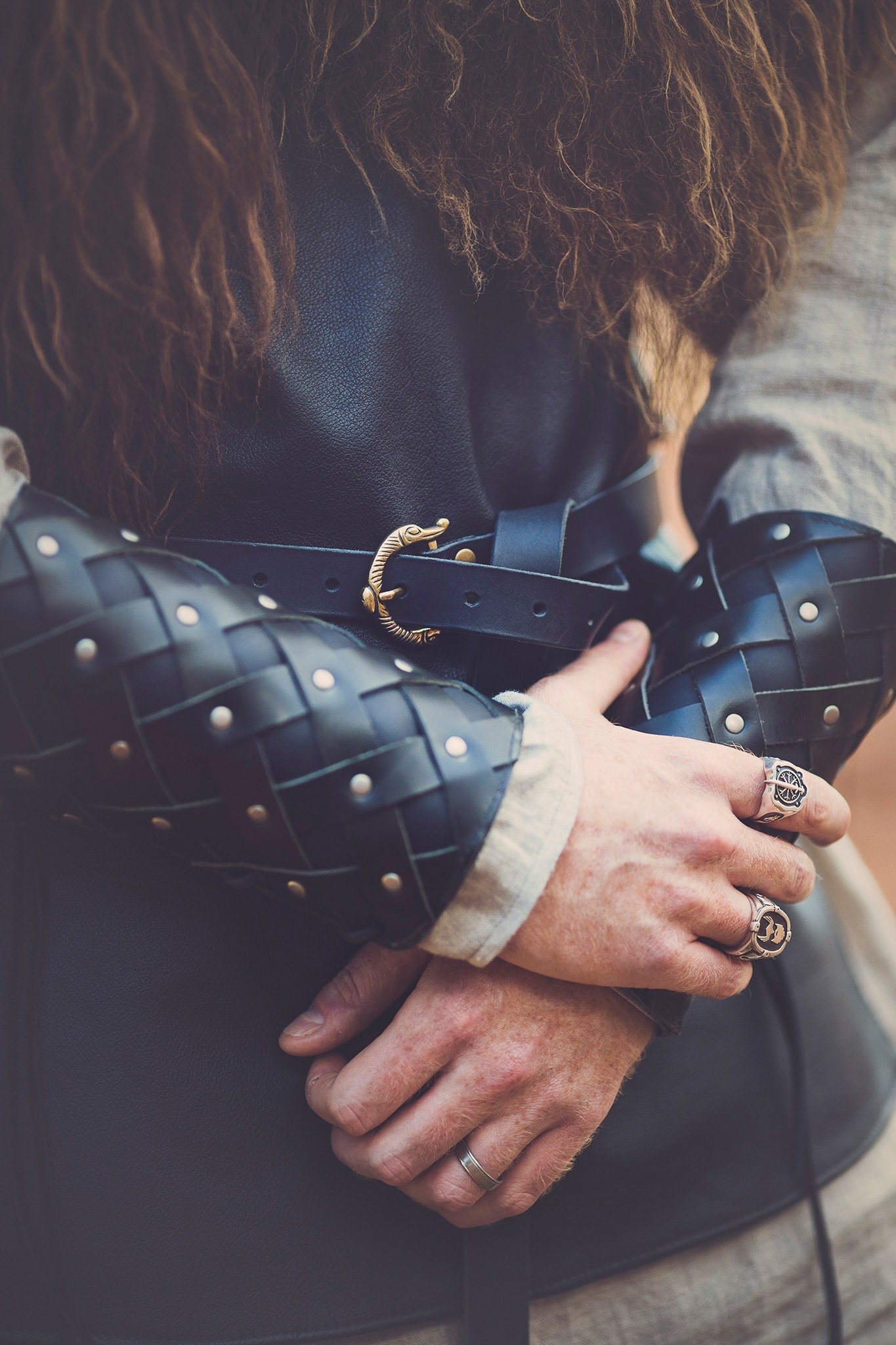 Medieval Viking Bracers Armor Cuff With Lacing Bracers Warrior