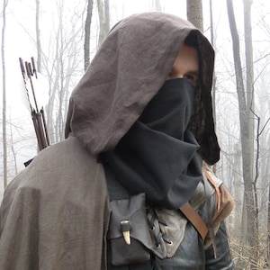 Black Face Mask, Thief, Ranger - Soft Cloth Mask, Basic Costume Cosplay Accessory - /F/ (LB)