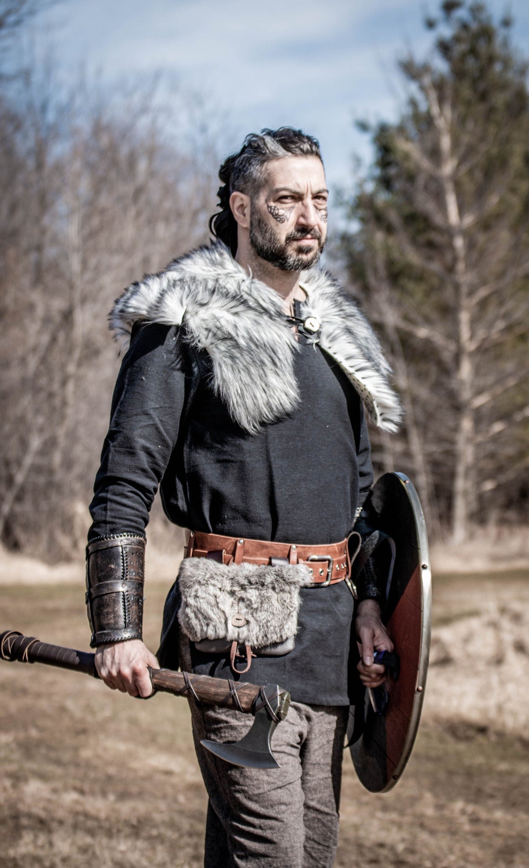 Viking Fur Pouch, Leather Belt Bag, Medieval - the VIKING - /F