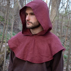 Medieval Linen Hood Capelet - Robin Hood, Renaissance, Archer Ranger - /F/ (LB)