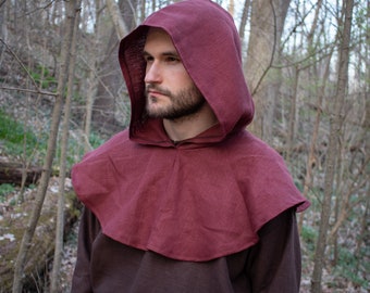 Medieval Linen Hood Capelet - Robin Hood, Renaissance, Archer Ranger - /F/ (LB)