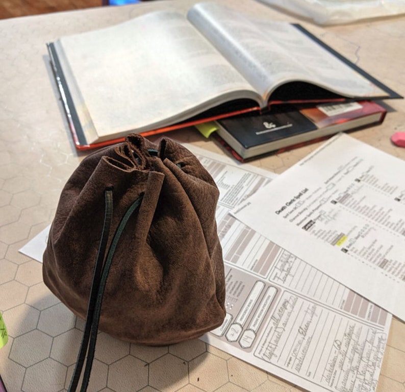 Medieval Coin Pouch, DnD Dice Bag, LARP Leather Drawstring Bag /F/ AB image 7