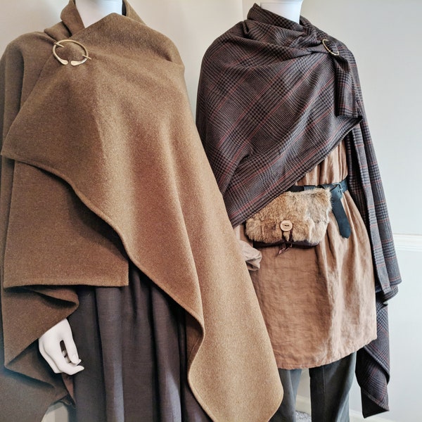 Capa vikinga celta y broche penanular de lana. Elige tu color: /P/ (libra)