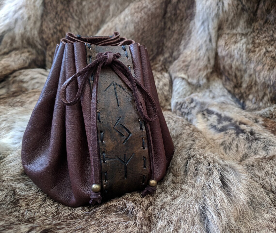 Leather Rune Pouch Bag Customizable Choose Your Rune Etsy