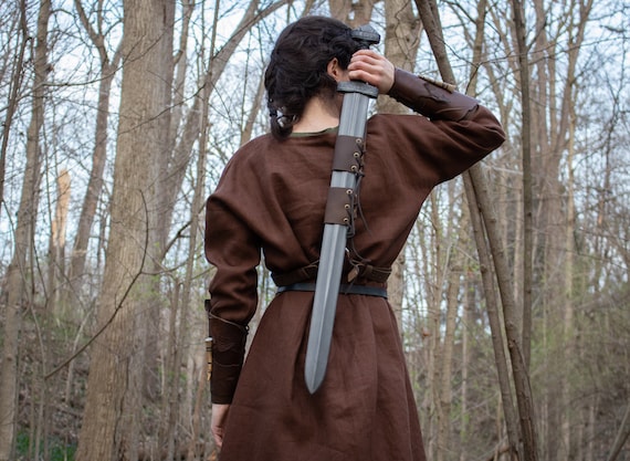 Leather Back Sword Strap Harness Scabbard Holder Medieval LARP