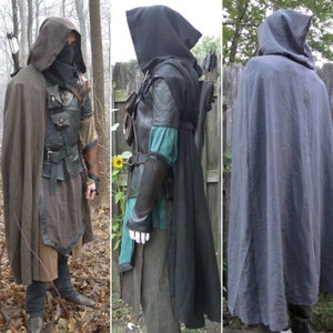 Medieval Hooded Cloak, Ranger, Linen Choose Your Color /P/ LB image 7