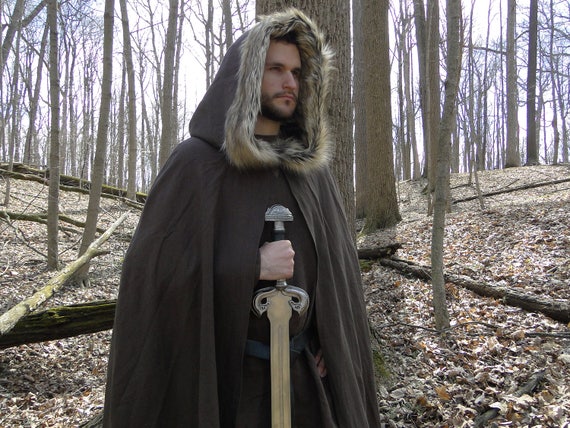 Hooded Cloak With Fur Medieval Cloak Viking Cloak Hooded 