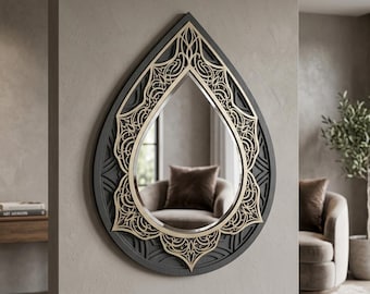 Decorative Wall Mirror, Bathroom Vanity Mirror, Modern Entryway Mirror, Handmade MDF Metal Mirror, Luxury Wall Decor