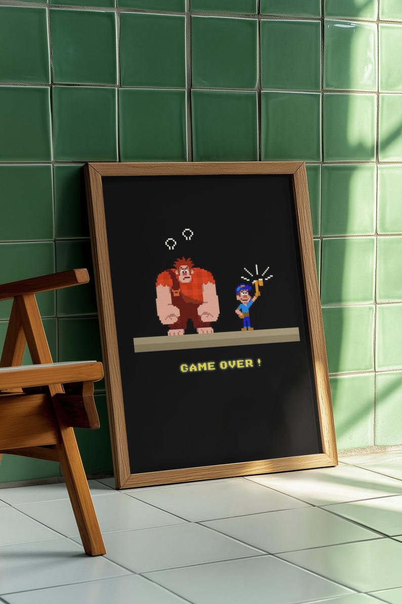 Pixel Game Ralph Wreck-it Ralph Pixel Art Poster | Fix-it Felix Retro Arcade Wall Art ...