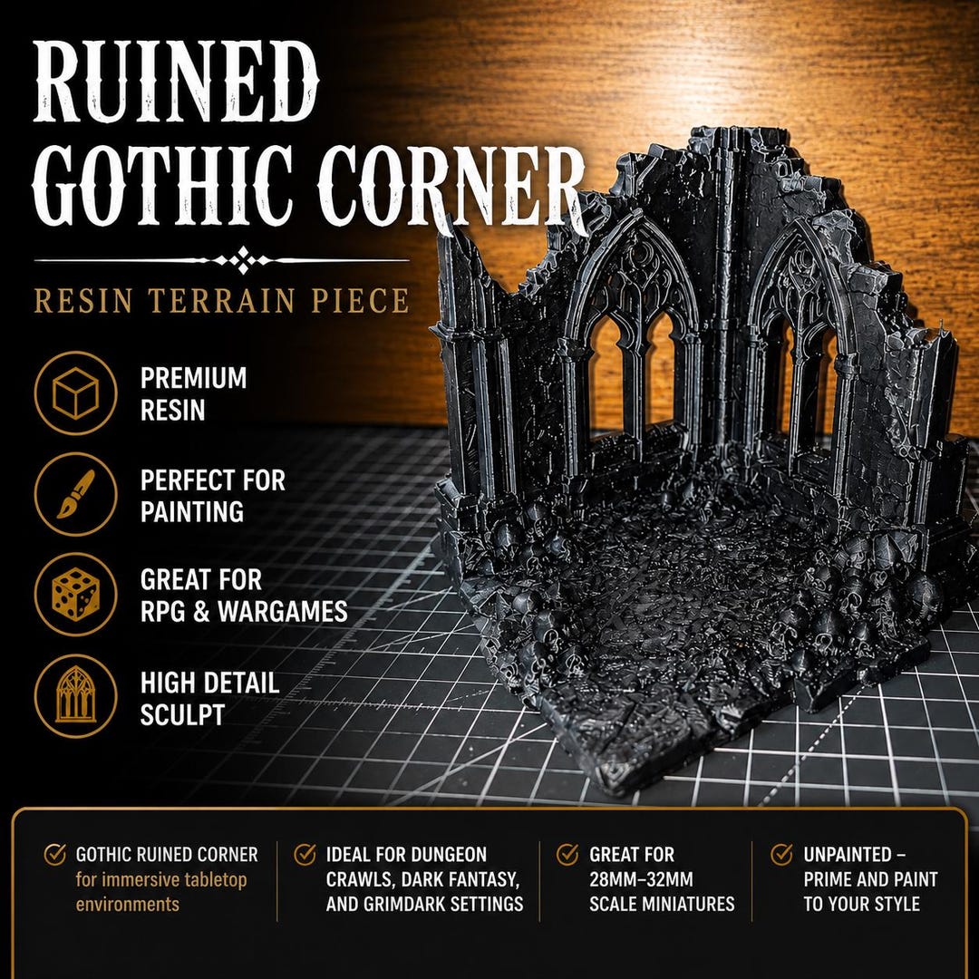 Sci-fi Gothic Ruins Terrain Corner 28mm 32mm Tabletop Wargaming Scenery ...