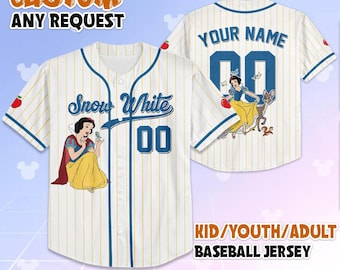Personalized Snow White Baseball Jersey, Custom Disney Princess Snow White Baseball Jersey , Matching Disney Trip Outfit, Gift For Fan
