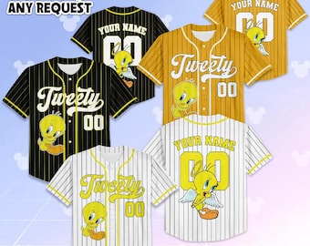 Personalized Tweety Baseball Jersey, Custom Tweety Bird Shirt, Baseball Team Outfit, Birthday Gift