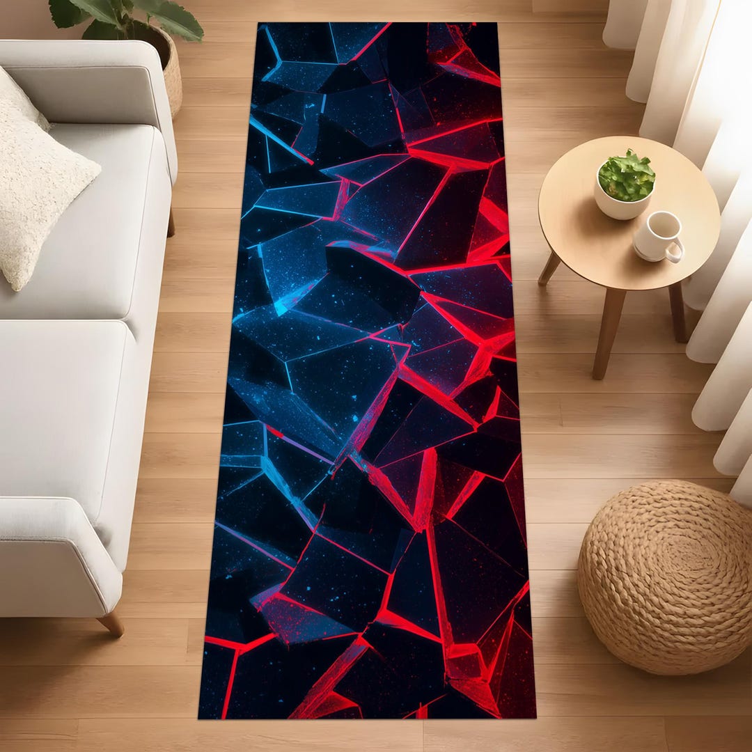 Cyberpunk Rug Texture Cyberpunk Abstract Rug, Neon Geometric Runner Carpet, Modern Tech Style ...