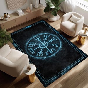 Vegvisir vikingamatta, nordisk symbolmatta, gotisk nordisk heminredning