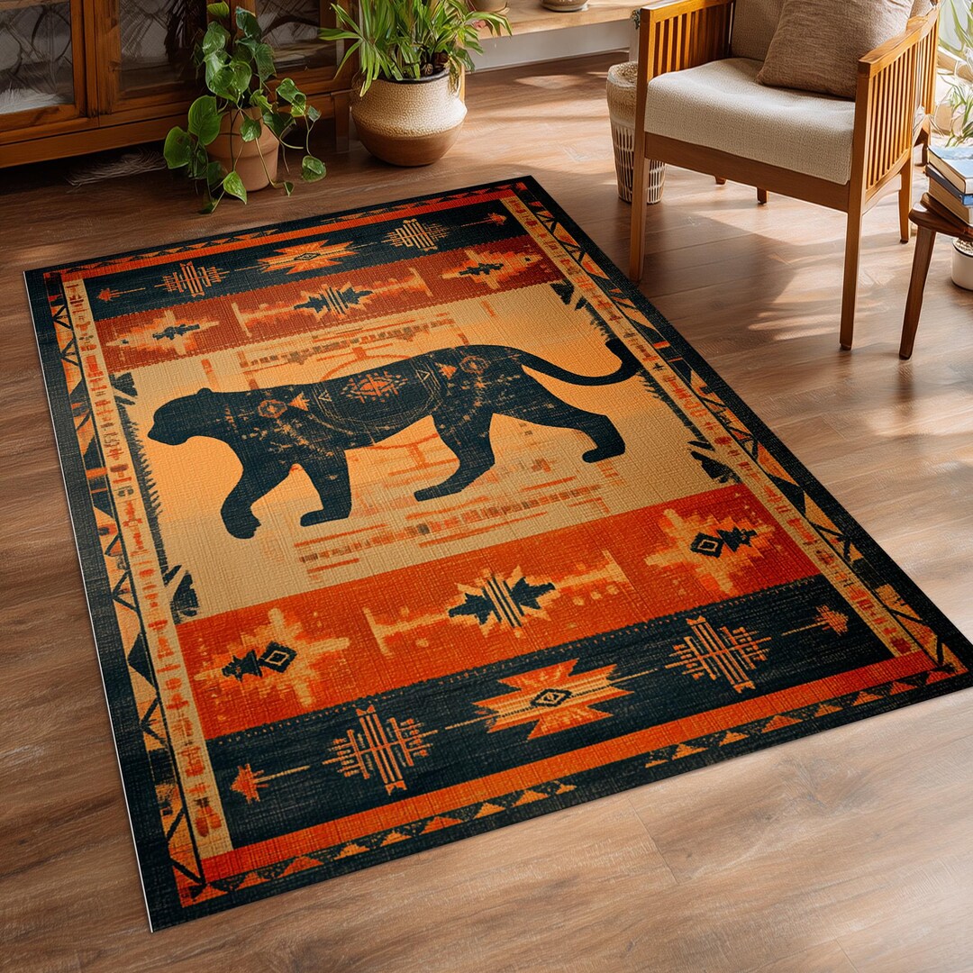 Western Leopard Rug, Southwestern Big Cat Carpet, Rustic Boho Safari ...