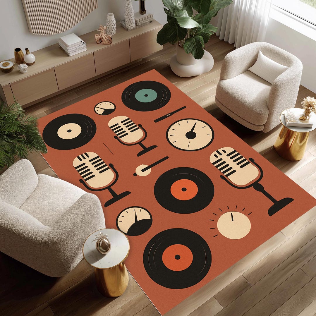 Circle Music Rug Retro Music Rug, Vinyl Record Carpet, Music Lover Decor - Etsy