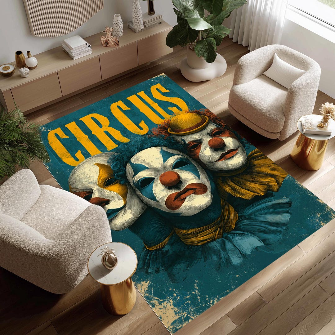 Circus Clown Rug, Dark Carnival Area Carpet, Retro Clown Decor - Etsy