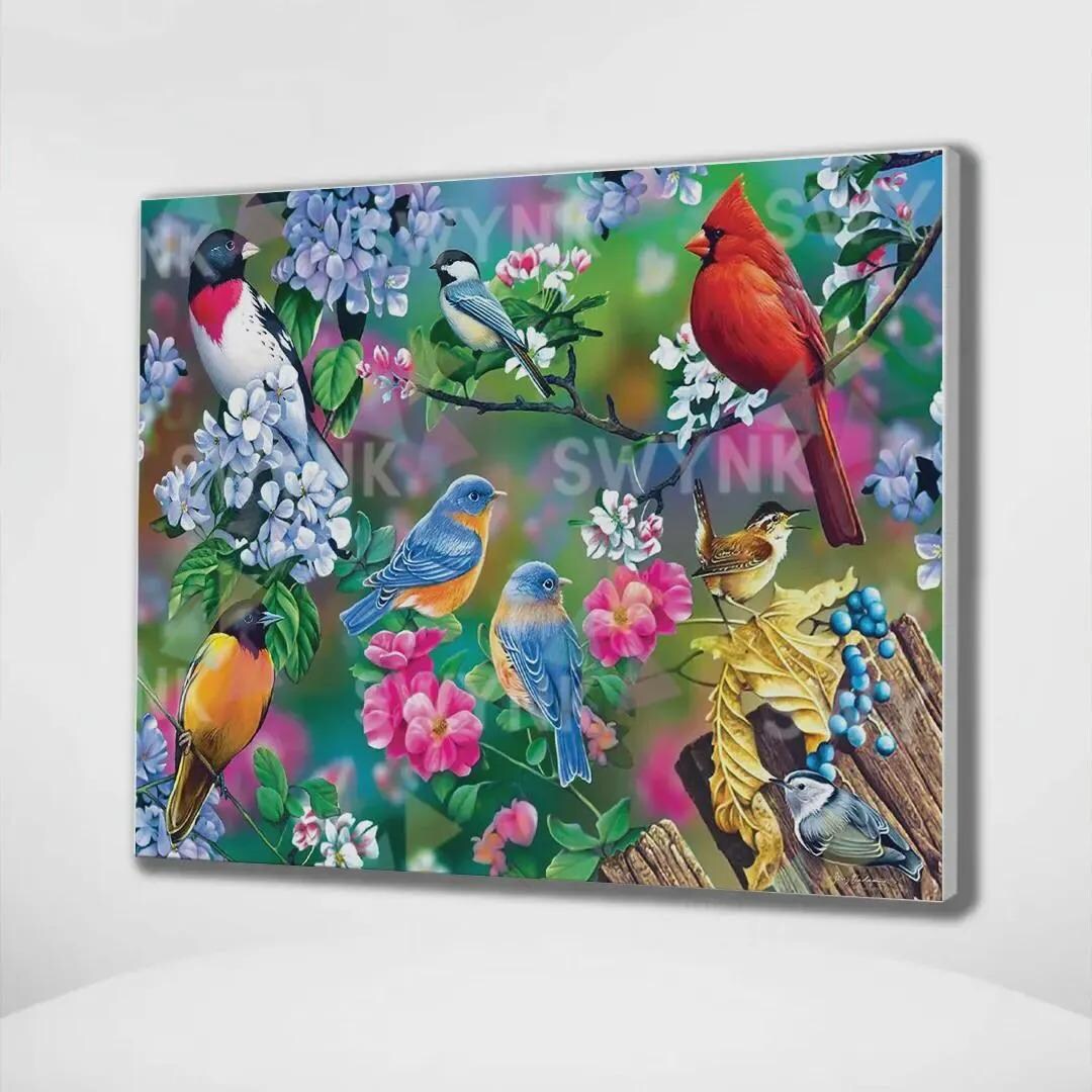 Numbers Birds Roses Paint by Numbers Birds With Flowers - Choose Your Own Size | Linnen ...