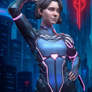 Split Fiction – Mio | Eclipse Dual-Reality STL Statue | 3D Print Model | Digital STL File