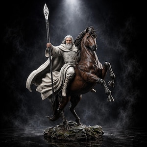 Gandalf the White Lord of the Rings STL File, Figurine for 3D Printing
