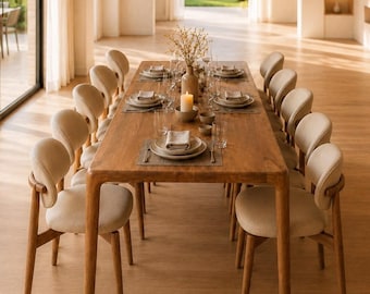Massief walnotenhouten tafel, handgemaakte houten eettafel, woonkamertafels