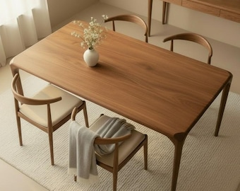 Solid Walnut Dining Table, Handmade Modern Rustic Furniture, Custom Wood Kitchen Table