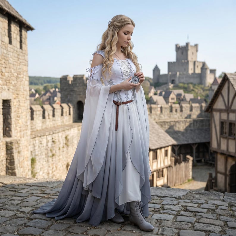 Medieval Elf Dress · Renaissance A-line Gown With Batwing Sleeves | Elf ...