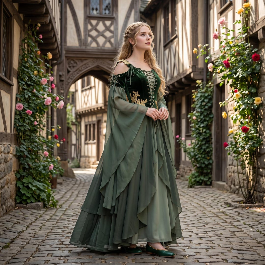 Modern Elf Robe Medieval Elf Dress · Renaissance A-line Gown With Batwing Sleeves | Elf ...