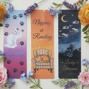 Cat Theme Bookmarks Set of Three | Gifts for Readers