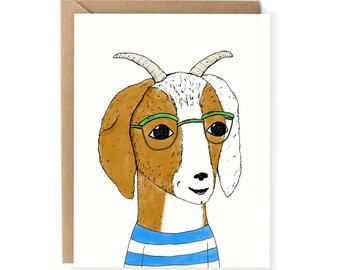 Animal Note Card, Note Card Sets, Cute, Blank Note Cards, For Friends, Goat, Greeting Cards, Glasses, For Her, Cards For Any Occasion