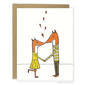 Jolie carte d'amour pour lui - carte de Saint-Valentin pour petit ami - carte baiser renards - jolie Saint-Valentin - amour - anniversaire - carte Boop - carte renard
