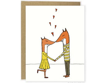 Cute Love Card For Him - Valentine's Day Card For Boyfriend - Kissing Foxes Card - Cute Valentine - Love - Anniversary - Boop Card- Fox Card