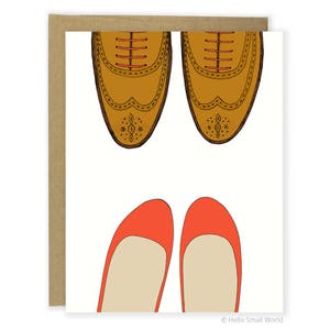 Cute Anniversary Card - Red Flats & Wingtips - I Love You Card - For Husband, Boyfriend, For Him, Her, Wife, Sweet Love Cards