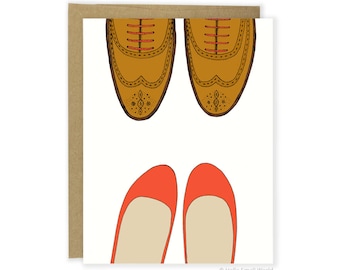 Cute Anniversary Card - Red Flats & Wingtips - I Love You Card - For Husband, Boyfriend, For Him, Her, Wife, Sweet Love Cards